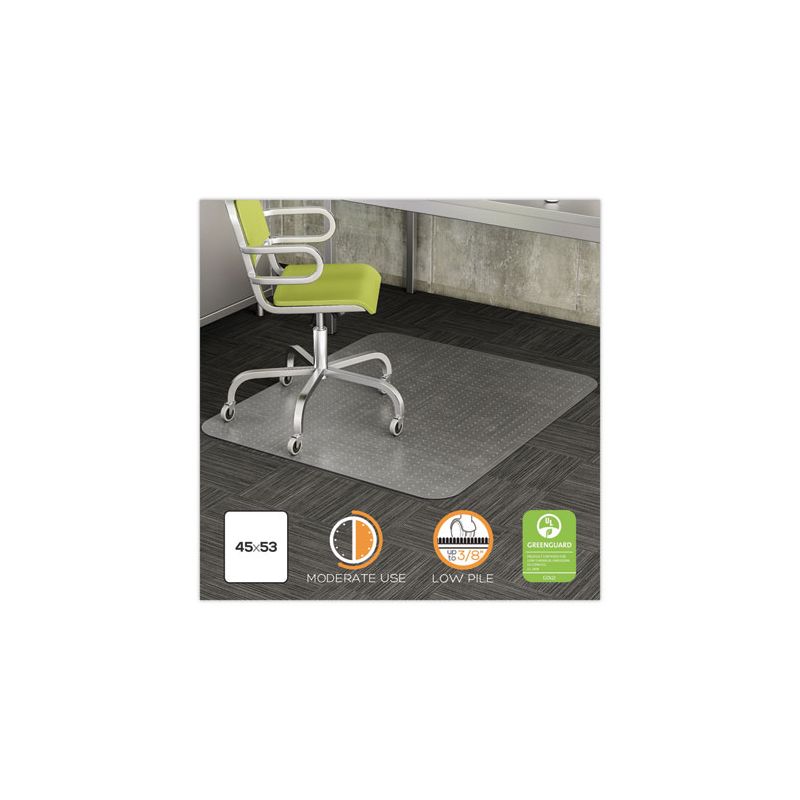 deflecto DuraMat Moderate Use Chair Mat, Low Pile Carpet, Flat, 45 x 53, Rectangle, Clear, 2 of 8