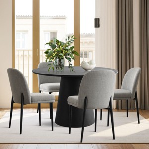 5 Piece Dining Set for 4,Black Extendable Dining Table with 4 Upholstered Armless Dining Chairs for Dining Room,Kitchen-Maison Boucle - 1 of 4