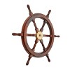 Wood Sail Boat Ship Wheel Wall Decor with Gold Hardware Brown - Olivia & May - image 4 of 4