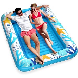 Jasonwell 4‑in‑1 Inflatable Tanning Lounger — Sun Tan Tub & Pool Raft, Water‑Filled Mat/Pad for Adults & Kids (XL) - Ocean Aqua - 1 of 4