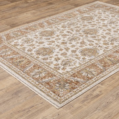 Hand-Knotted Ivory Synthetic Accent Rug with Floral Motif
