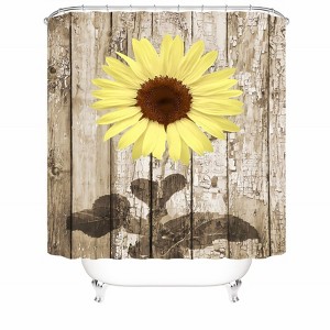Dilapidated Wooden Board Yellow Flowers Shower Curtains for Bathroom Waterproof Fabric Bath Curtain Durable Soft Stylish Bathroom Decor 72x72 Inch - 1 of 1