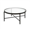 Metal 36' Round Glass Top Coffee Table in Black - Henn&Hart - 3 of 4