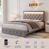 Bed Frame with Adjustable Headboard, Upholstered Platform Bed Frame with Fast-Charging USB Port, LED Bed Frame, No Box Spring Needed, Easy Assembly - 2 of 4