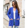 Women's Open Front Cardigan Sweater with Pockets Long Sleeve Cable Knit Button Loose Cardigan Sweater Outwear - 3 of 4