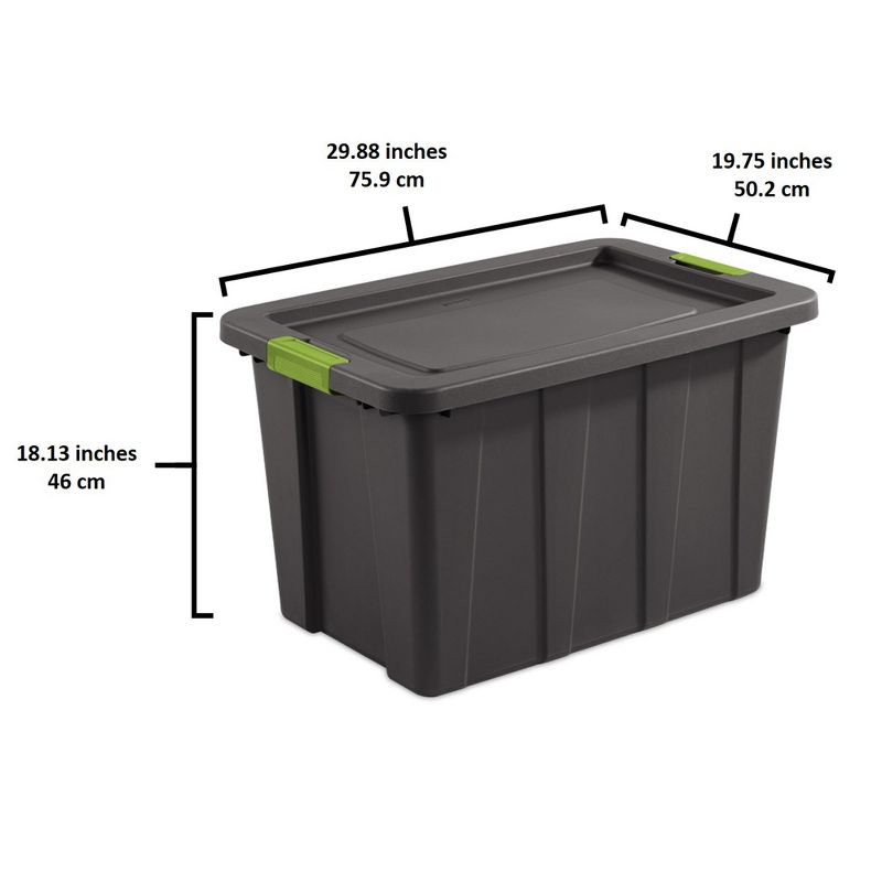 Sterilite 15273V04 Tuff1 Latching 30 Gallon Plastic Stackable Temperature & Impact Resistant Storage Tote Container Bin with Lid, Gray (12 Pack), 3 of 4