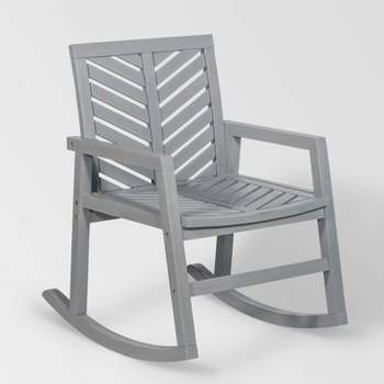 Slatted Chevron Acacia Wood Patio Rocking Chair - Saracina Home