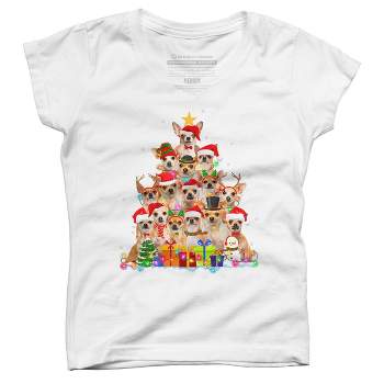 Girl's Design By Humans Christmas Pajama Chihuahua Tree By MINHMINH T-Shirt