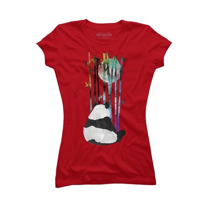 Junior's Design By Humans Panda, Bamboo & the Moon By ikaruz T-Shirt