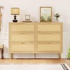 Rattan 6 Drawer Dresser, Wide Double Dresser with Gold Handles & Legs, Modern Chest with Large Storage for Bedroom or Living Room - 2 of 4