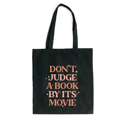 City Creek Prints Don't Judge A Book By It's Movie Canvas Tote Bag - 15x16 - Black