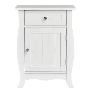 Tangkula Wooden Accent End Table with Drawer Storage Floor Cabinet for Living Room, Bedroom, Hallway