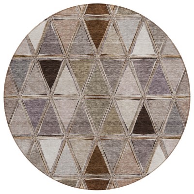 Brown Beige And Khaki Geometric Washable Indoor Outdoor Area Rug