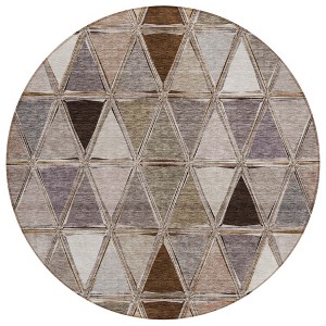 Brown Beige And Khaki Geometric Washable Indoor Outdoor Area Rug - 1 of 4