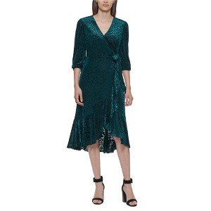 Calvin Klein Womens Burnout Velvet Wrap Dress - 1 of 1