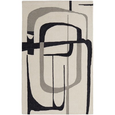 Maguire Transitional Abstract Ivory/Gray/Black Area Rug