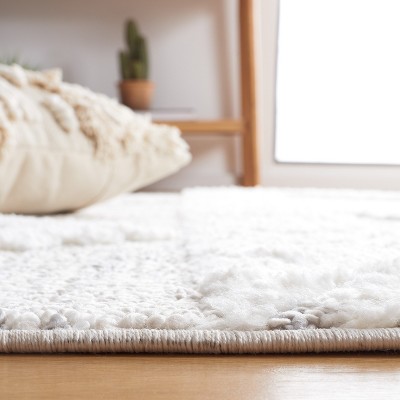 Ivory Diamond Braided Fringe 6'7" Square Shag Rug