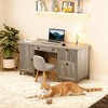 SAINTCY Retro Style Executive Desk with Beadboard Doors - 59" Vintage Home Office Computer Workstation, Features File Cabinet, Drawers - 4 of 4