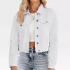Women's Button Down Stretch Fitted Long Sleeve Cropped Denim Jacket Soft Denim Jean Jacket with Pockets Nashville Outfits - 4 of 4