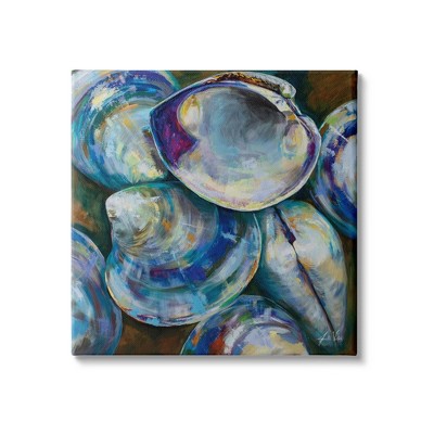 Stupell Industries Modern Blue Clam Shells Gallery Wrapped Canvas Wall Art