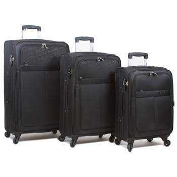 Dejuno Tuscany 3-Piece Lightweight Spinner Luggage Set - Black
