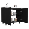 Munora 2-Section Utility Sink with Cabinet - Stainless Steel Countertop, Interior Shelf - Black for Laundry/Utility Room - 2 of 4