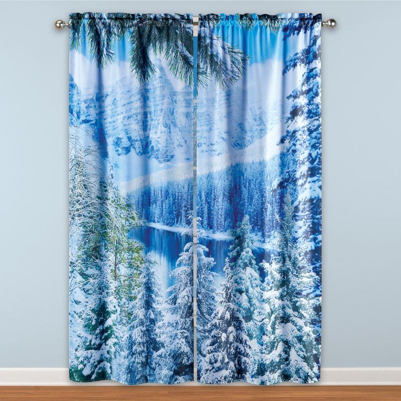 Collections Etc Winter Landscape Scenic Drapes with Rod Pocket Top 35" WIDE, 2 of 3