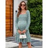 Womens Maternity Dress Square Neck Long Puff Sleeve Maternity Dress - 2 of 4