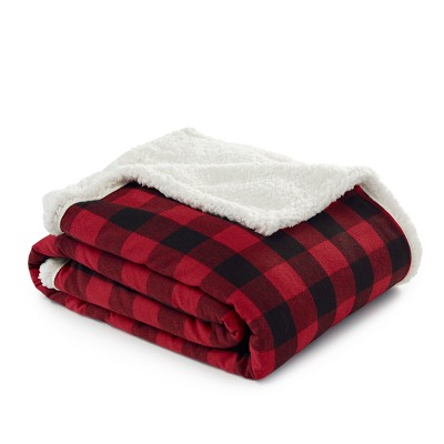 50"x60" Cabin Plaid Reversible Throw Blanket Black/White - Eddie Bauer: Soft, Lightweight, Ideal for Travel