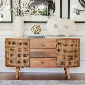 Modern Marble Decorative Sculpture with Aluminum Accents - Contemporary Home & Office Decor for Living Room, Bedroom & Workspace - White - 1 of 4