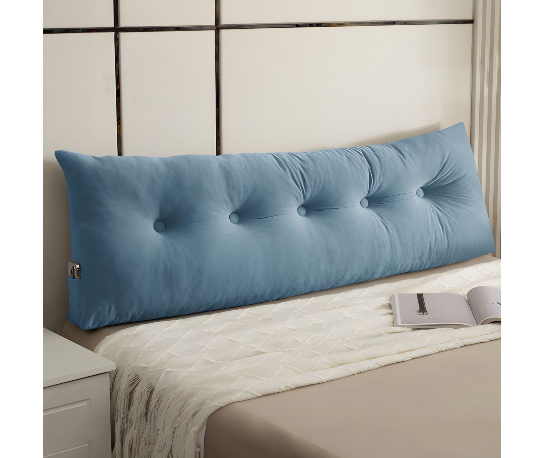 Bekrvio Wedge Headboard Pillow - Triangular Design, PP Cotton Filled, Soft Fabric Cover - Back Support Backrest for Reading