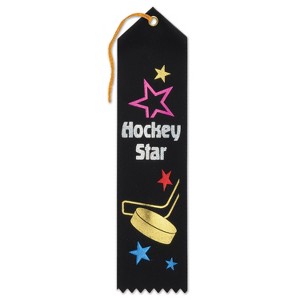 Beistle Hockey Star Award Ribbon, 2" x 8", (6/Pkg) Multicolored - 1 of 1