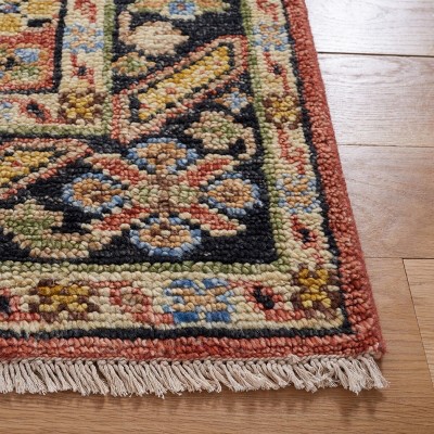 Samarkand Blue and Rust Hand-Knotted Wool 6' x 9' Area Rug