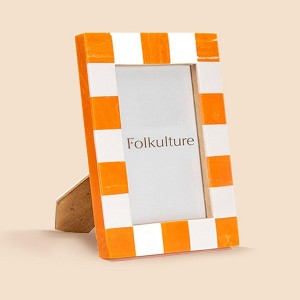 Folkulture Picture Frames, Resin Checkered Picture Frame or Orange Photo Frames for Wall, Large Picture Frames for Wall Pictures - 1 of 4