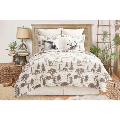 Hillside Royal Gray Cotton Reversible King Quilt Set