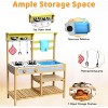 COZONY Wooden Play Kitchen for Girls & Boys Age 3+, Pretend Mud Kitchen Set with Sink, Faucet, Stove, Storage Shelves for Indoor Outdoor Play - 3 of 4