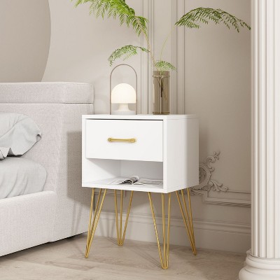 FUFU&GAGA Single Drawer Nightstand with Single Open Storage Compartment Bedside Table