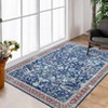 8x10 Vintage Detailed Floral Pattern Non Slip Washable Rug Thin Low Pile Indoor Carpet Fit for Living Room, Bathroom, Bedroom - 2 of 4