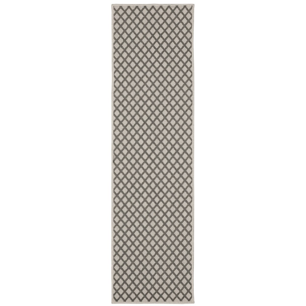  Runner Trinity Casual Diamond Lattice Patio Area Rug Beige/Gray