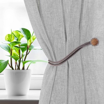 Gray Magnetic Curtain Tieback with Wooden Tips