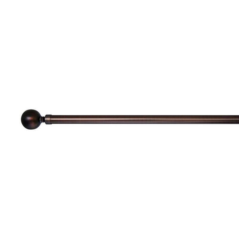 LX01 Ball Finial Adjustable Steel Rod Set 1" Diameter Antique Bronze/Brown by Versailles, 1 of 5