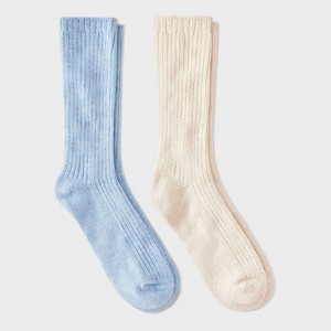 Women's Luxury Collection Cashmere Blend Fine Rib Super Soft 2pk Crew Socks - Auden™ - 1 of 3