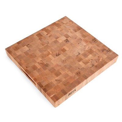 John Boos Small Maple Wood Cutting Board for Kitchen Thick Reversible End Grain Charcuterie Boos Block with Finger Grips