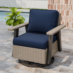 EAGLE PEAK Classic 360° Swivel Rocker Patio Chair with Thick Cushions, All-Weather Wicker Outdoor Lounge Glider - 1 of 4