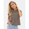 EXLURA Womens Summer Cute Crop Tops Short Sleeve Pleated T-shirts Crewneck Blouse - 2 of 4