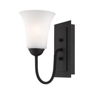 Black Hand-Blown Satin Opal Glass Wall Sconce