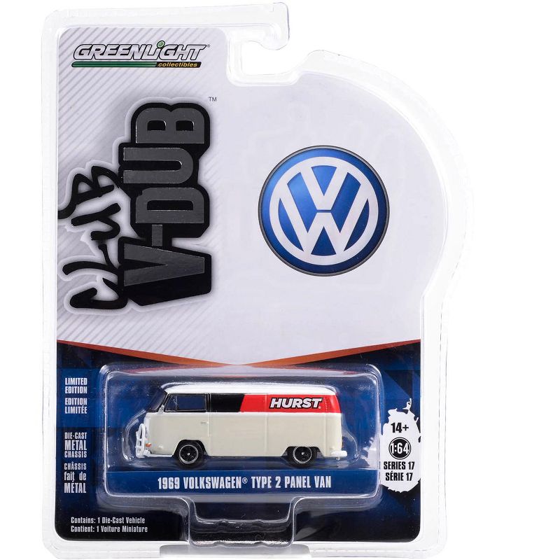 1969 Volkswagen Type 2 Panel Van White with Black and Red Stripes "Hurst Shifters" 1/64 Diecast Model Car by Greenlight, 3 of 4