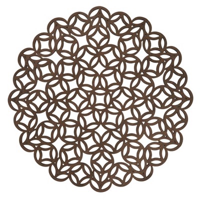 Brown Scalloped Hardboard Round Placemats, Set of 4