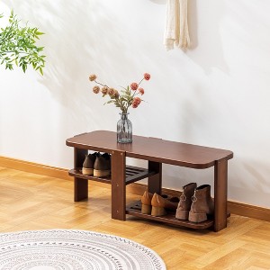 Entrance Bench, Solid Wood Shoe Rack, Designer Shoe Cabinet for Entrance Hallway Bedroom Balcony Living Room - 1 of 4
