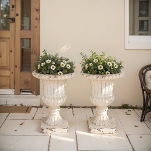 Christopher Knight Home Jane Outdoor Mid-Century Modern Handcrafted Garden Urn (Set of 2) - 1 of 4